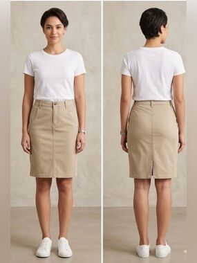 Covington Khaki Cotton Pencil Skirt with Pockets- Size 6 – Classic Casual